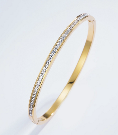 Stainless Steel Rhinestone Bangle Bracelet 324AQ24 Silver