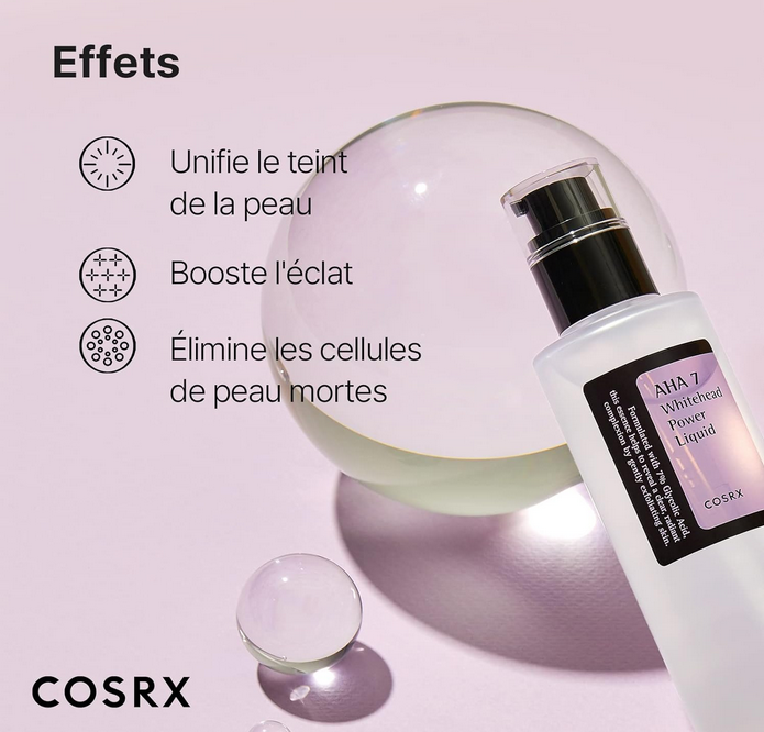 Cosrx Aha 7 Whitehead Power Soin exfoliant liquide pour le visage 100 ml