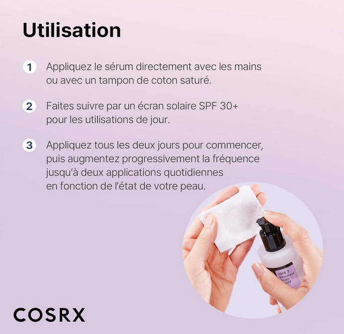 Cosrx Aha 7 Whitehead Power Soin exfoliant liquide pour le visage 100 ml