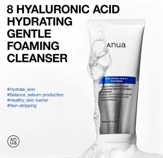 Gel nettoyant doux et hydratant à l'acide hyaluronique Anua 8 - 150 ml